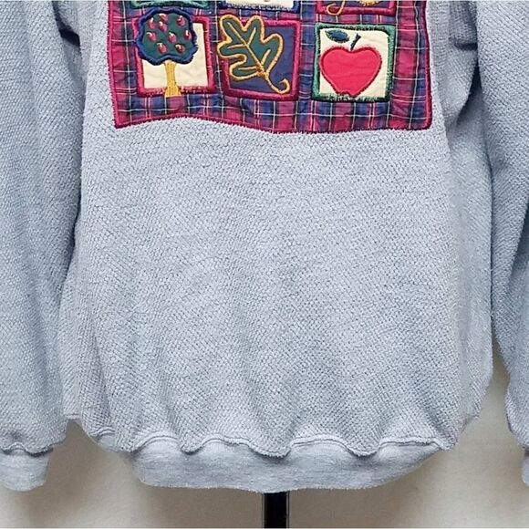 VINTAGE 80s Baxter & Wells Fall Gray Sweatshirt M - Picture 4 of 9